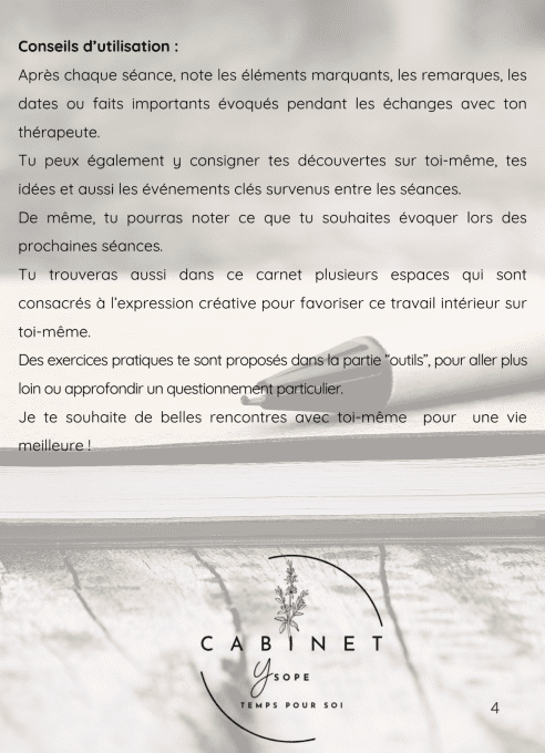 Mon carnet de thérapie