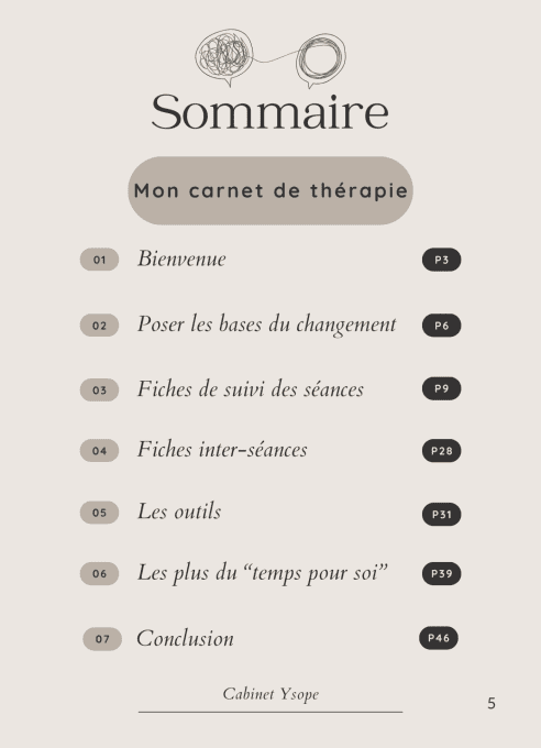 Mon carnet de thérapie